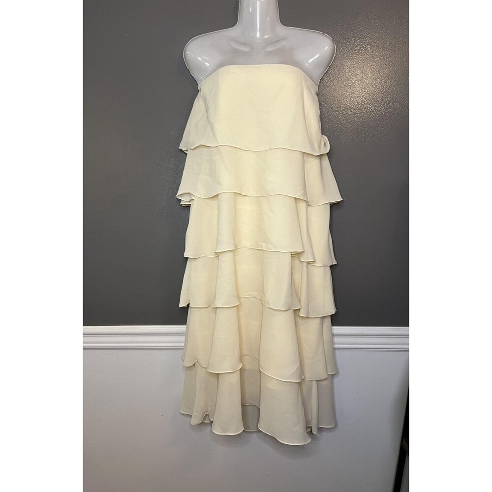 Strapless Tiered Ruffle Dress Womens XL Party Formal Made In USA 1309